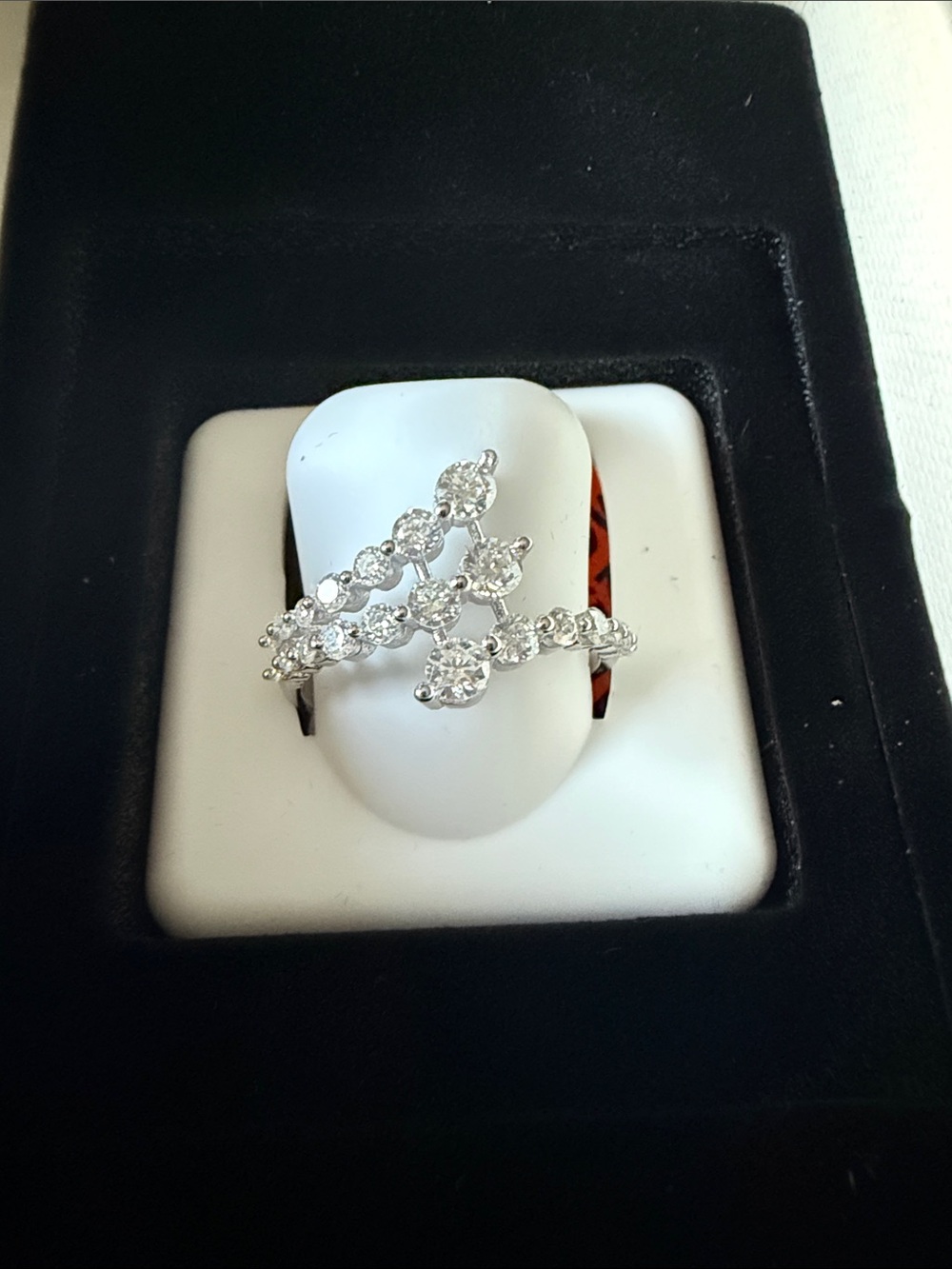 Sparkling White Moissanite Cluster Ring - Women Jewelry
